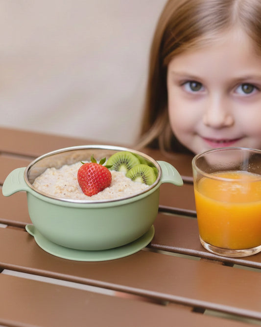 Stainless Steel Suction Bowl Set of 2 (Mocha Mousse & Sage Green)