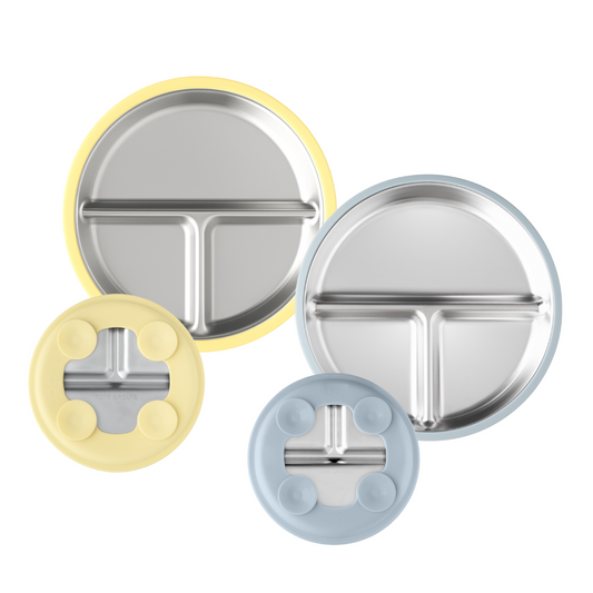 Stainless Steel Plate Set of 2 (Butter Yellow & Baby Blue)