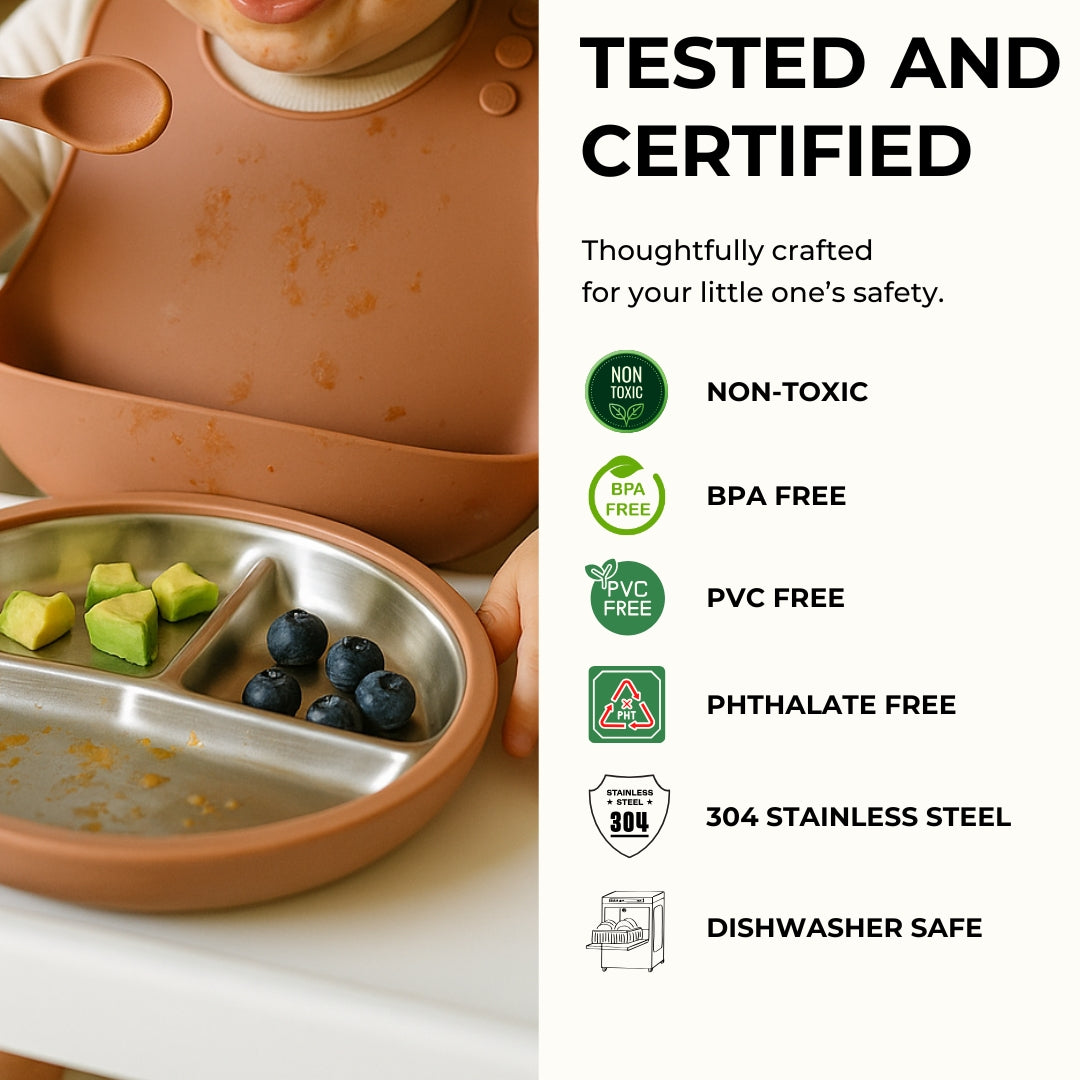 Stainless Steel Baby Feeding Set 6-18 Months - Mocha Mousse