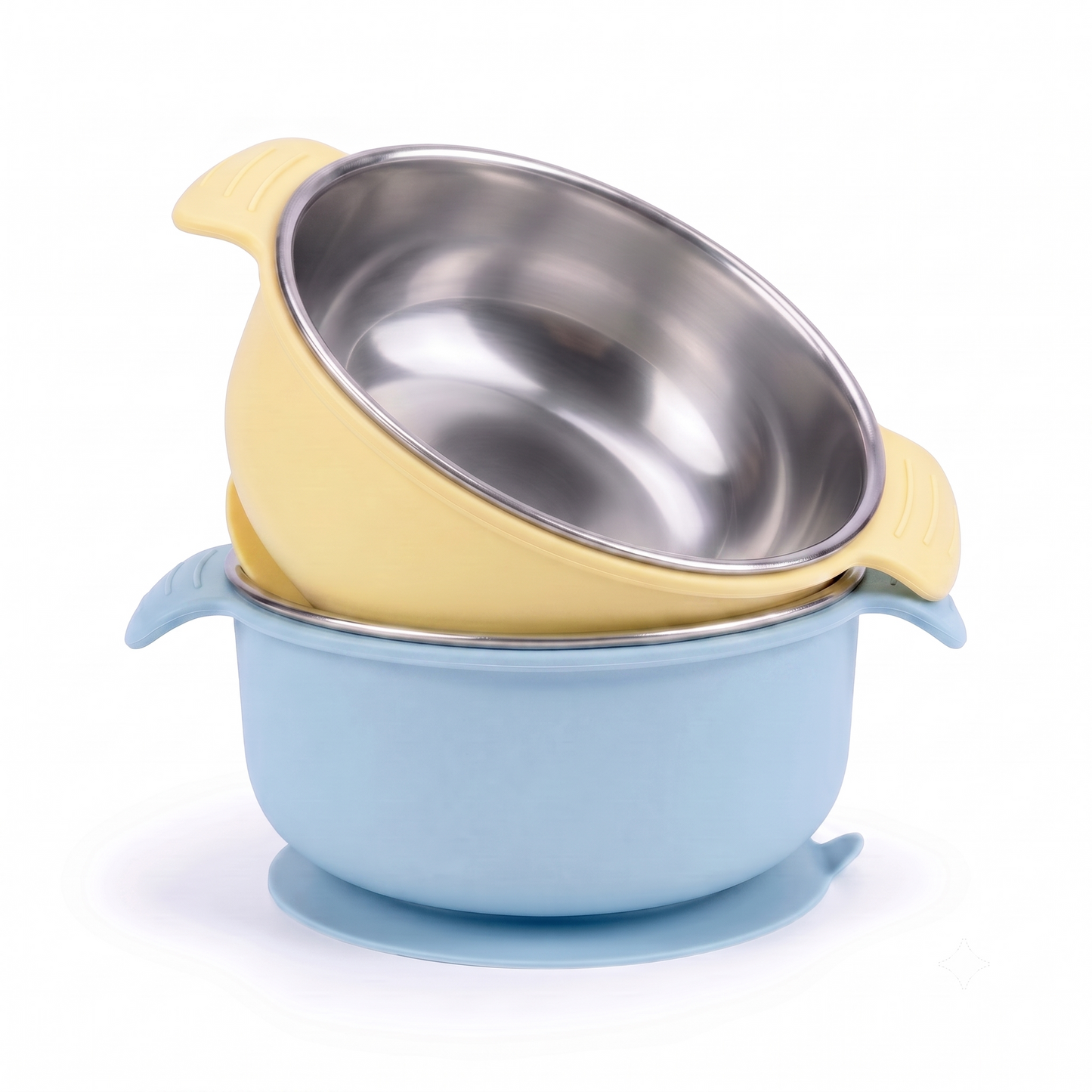 Stainless Steel Suction Bowl Set of 2 (Mocha Mousse & Sage Green)