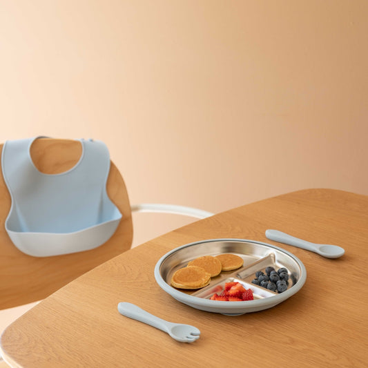 Stainless Steel Baby Feeding Set 6-18 Months - Baby Blue
