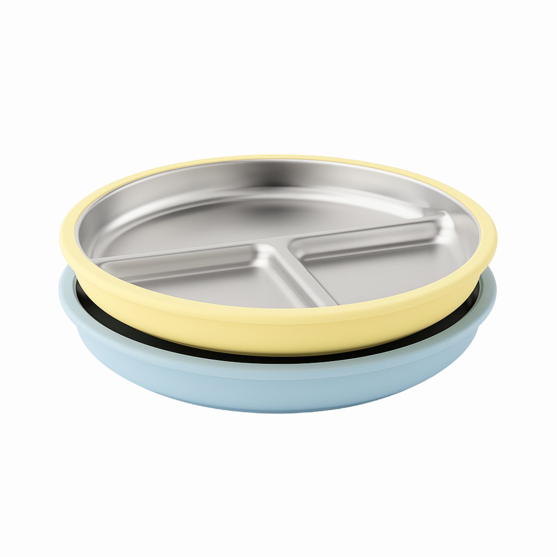 suction plate for stokke tray Stainless Steel Plate Set of 2 (Butter Yellow & Baby Blue)