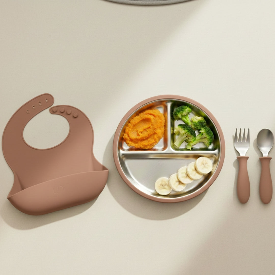 Stainless Steel Toddler Feeding Set 12+ Months- Mocha Mousse