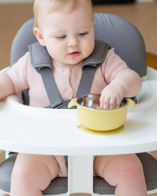 Stainless Steel Suction Bowl Set of 2 (Butter Yellow & Baby Blue)