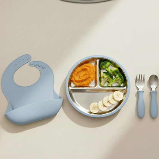 Stainless Steel Toddler Feeding Set 12+ Months- Baby Blue