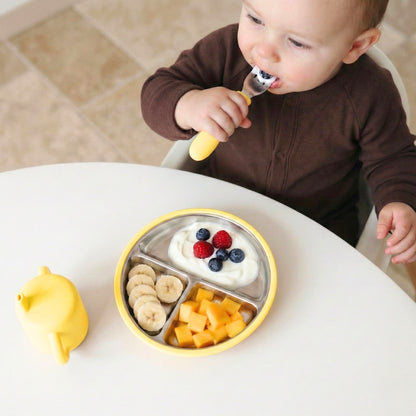 Stainless Steel Plate Set of 2 (Butter Yellow & Baby Blue)