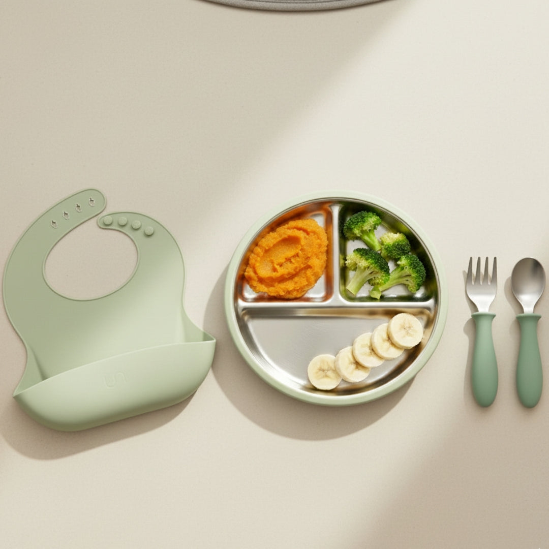 Stainless Steel Toddler Feeding Set 12+ Months- Sage Green
