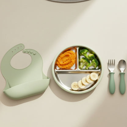 Stainless Steel Toddler Feeding Set 12+ Months- Sage Green