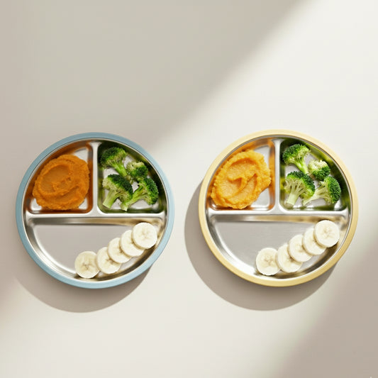 Stainless Steel Plate Set of 2 (Butter Yellow & Baby Blue)