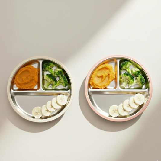 PRE ORDER! Stainless Steel Plate Set of 2 (Tofu & Pearl Blush)