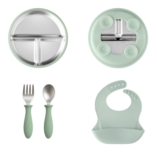 PRE ORDER! Stainless Steel Baby Feeding Set 18+ Months- Sage Green