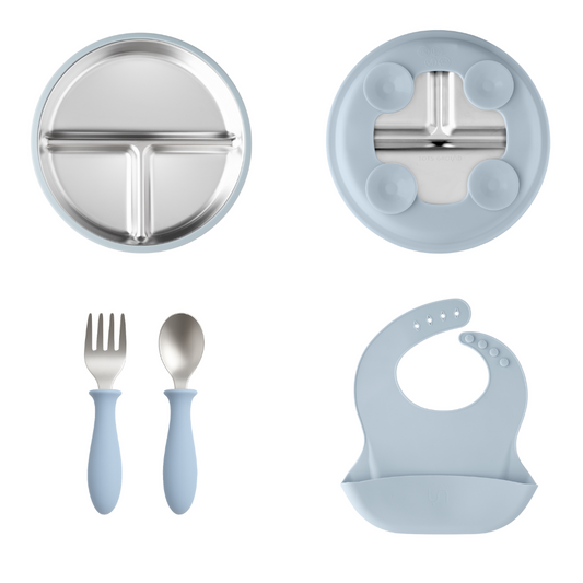 PRE ORDER! Stainless Steel Baby Feeding Set 18+ Months- Baby Blue