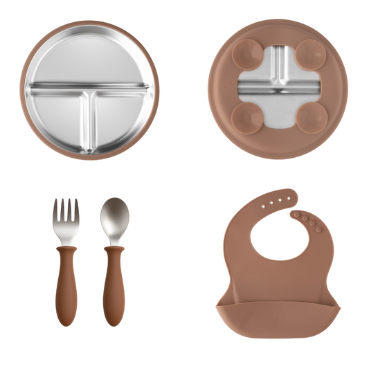 PRE ORDER! Stainless Steel Baby Feeding Set 18+ Months- Mocha Mousse