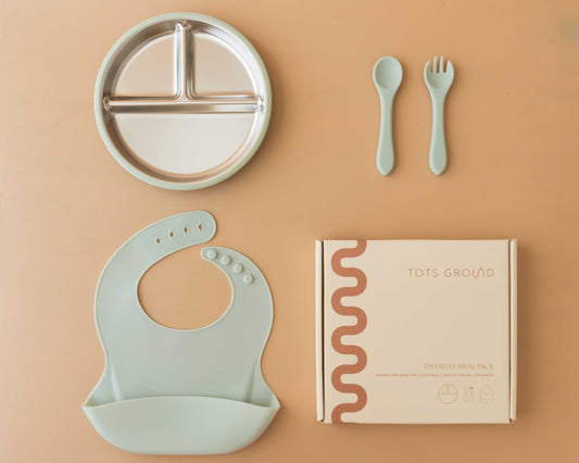 Stainless Steel Baby Feeding Set 6-18 Months- Sage Green