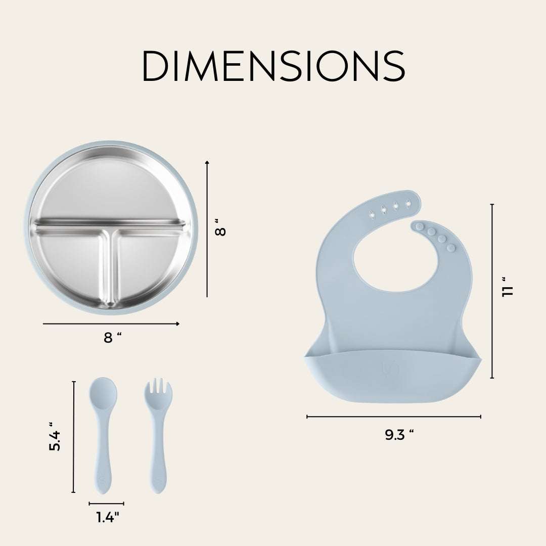 Stainless Steel Baby Feeding Set 6-18 Months - Baby Blue