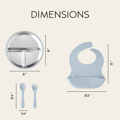 Stainless Steel Baby Feeding Set 6-18 Months - Baby Blue