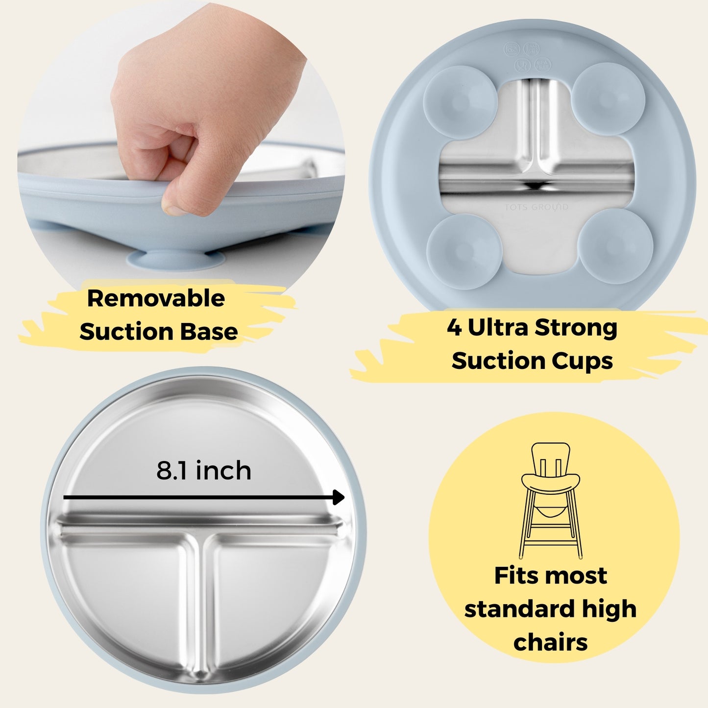 Stainless Steel Plate Set of 2 (Butter Yellow & Baby Blue)