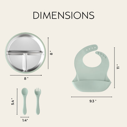 Stainless Steel Baby Feeding Set 6-18 Months- Sage Green