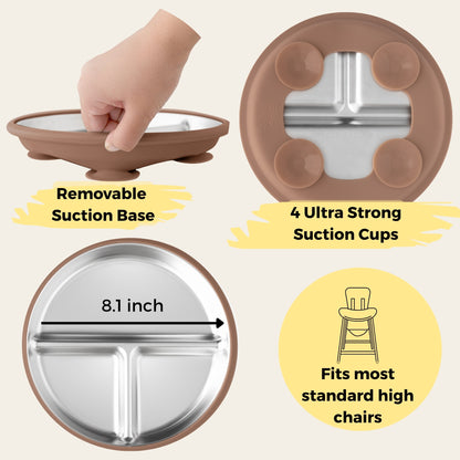 Stainless Steel Plate Set of 2 (Mocha Mousse & Sage Green)