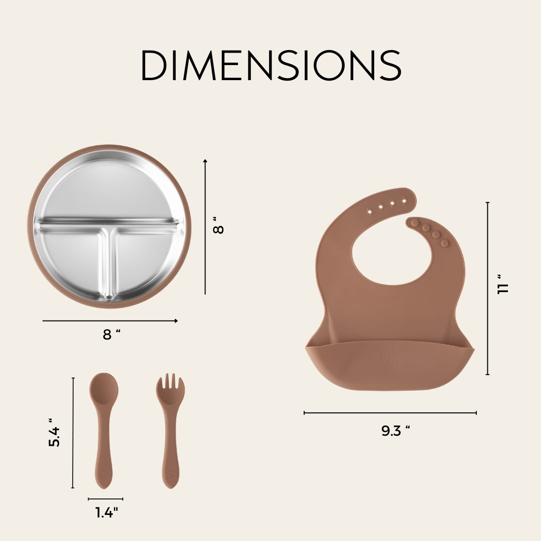 Stainless Steel Baby Feeding Set 6-18 Months - Mocha Mousse