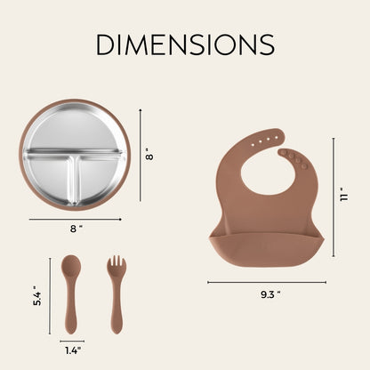 Stainless Steel Baby Feeding Set 6-18 Months - Mocha Mousse