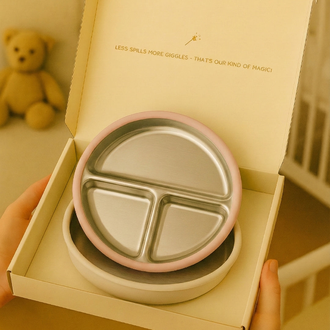 PRE ORDER! Stainless Steel Plate Set of 2 (Tofu & Pearl Blush)