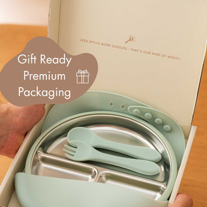 Stainless Steel Baby Feeding Set 6-18 Months- Sage Green