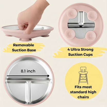 PRE ORDER! Stainless Steel Plate Set of 2 (Tofu & Pearl Blush)