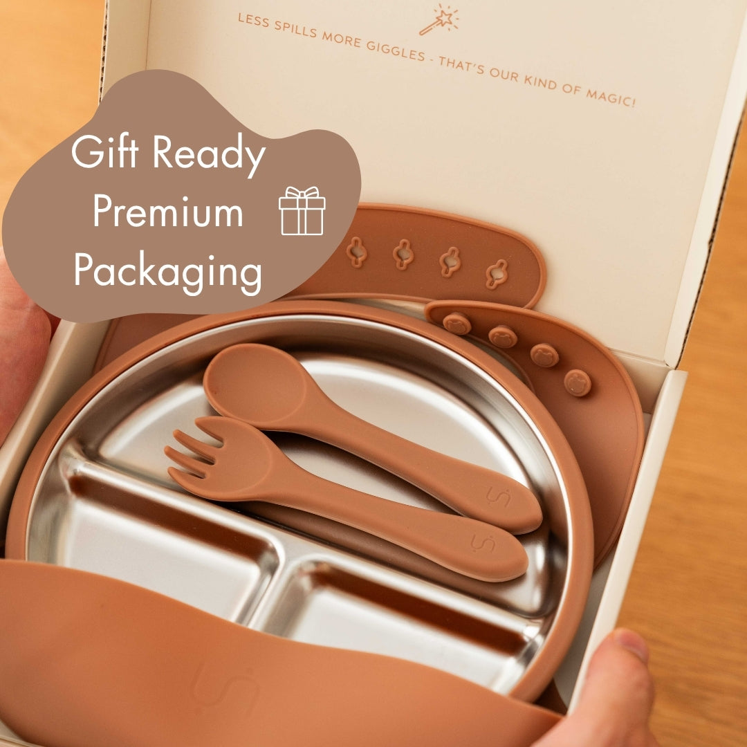Stainless Steel Baby Feeding Set 6-18 Months - Mocha Mousse