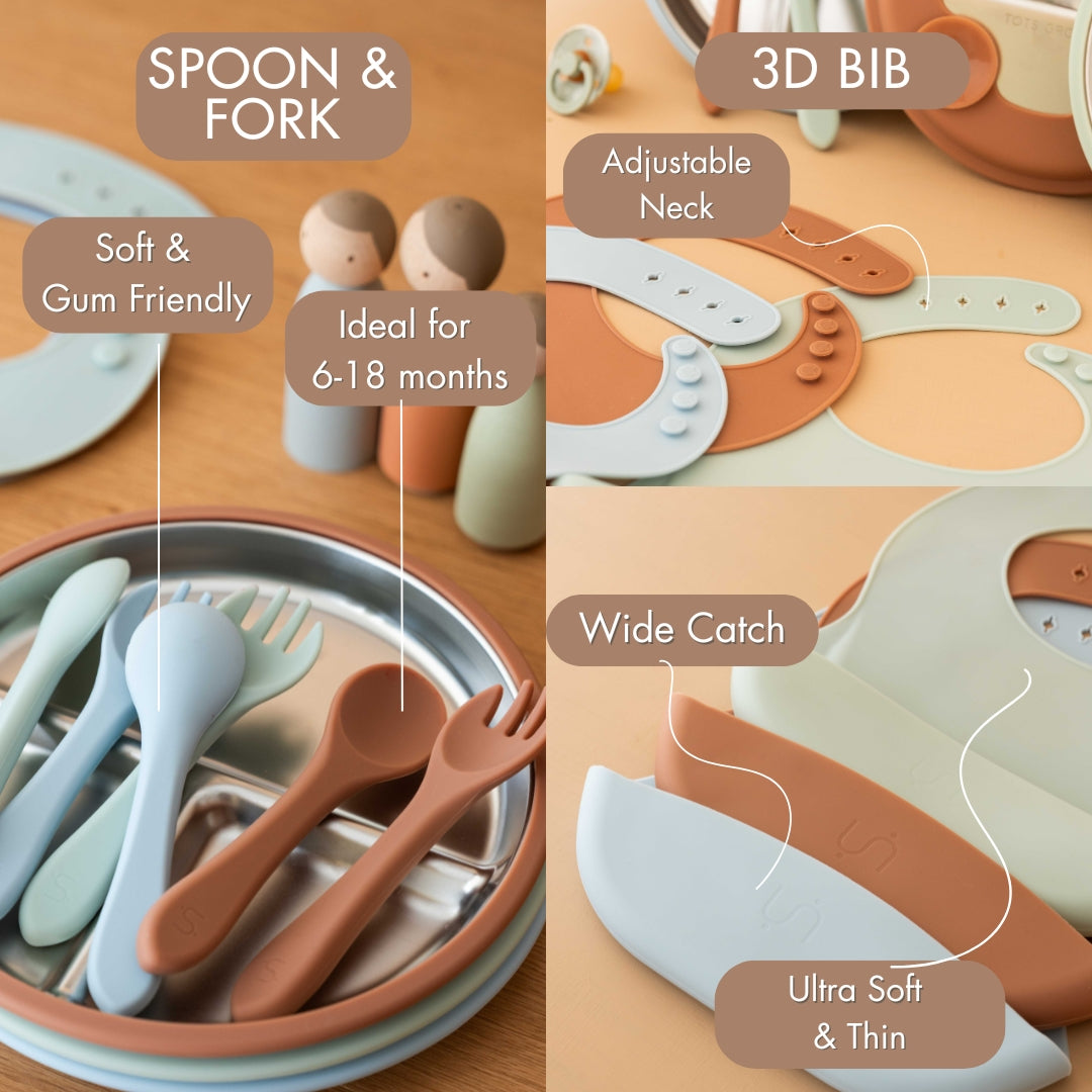 Stainless Steel Baby Feeding Set 6-18 Months - Baby Blue
