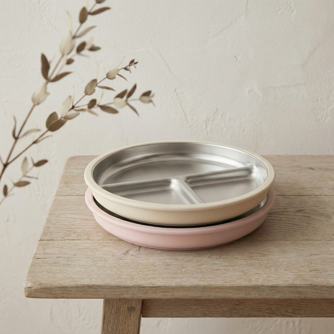 PRE ORDER! Stainless Steel Plate Set of 2 (Tofu & Pearl Blush)