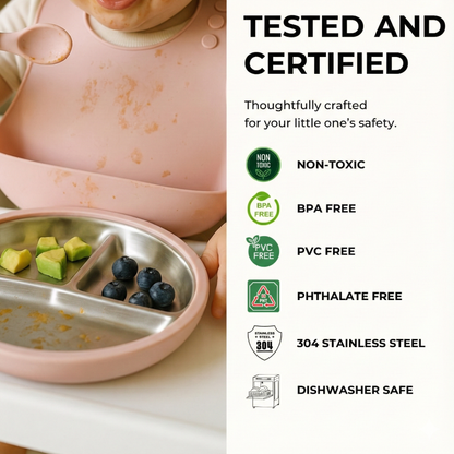 PRE ORDER! Stainless Steel Plate Set of 2 (Tofu & Pearl Blush)