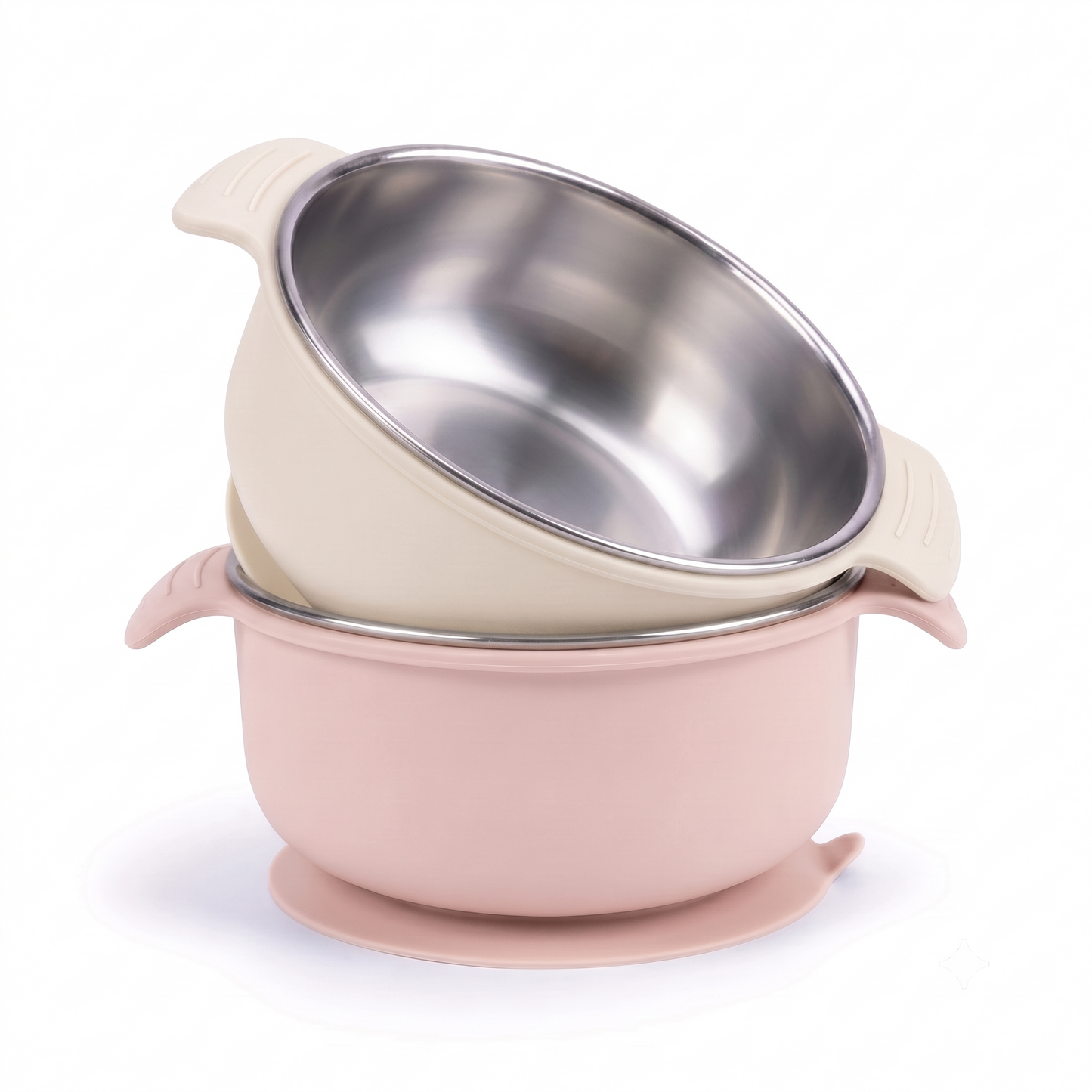 Stainless Steel Suction Bowl Set of 2 (Mocha Mousse & Sage Green)