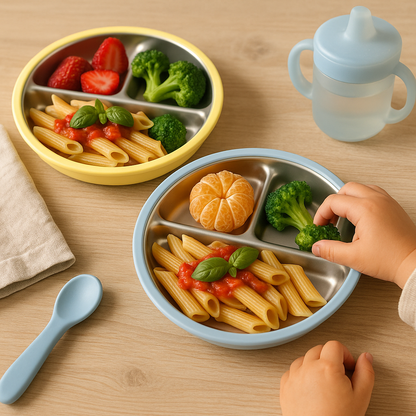 Stainless Steel Plate Set of 2 (Mocha Mousse & Sage Green)